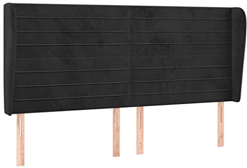 vidaXL Kopfteil mit Ohren Betthaupt Polsterkopfteil Bettkopfteil für Bettgestell Bett Schlafzimmer Bettzubehör Schwarz 183x23x118/128cm Samt