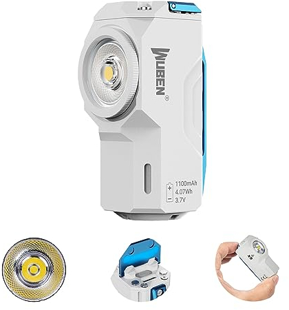 WUBEN X0 Mini Aufladbar Taschenlampen, 800 Lumen kleine EDC Taschenlampe, 7 Modi Magnetisch eTaschen Taschenlampe Für Camping, Reparatur,Wandern, Notfall (Aluminium-Weiß)