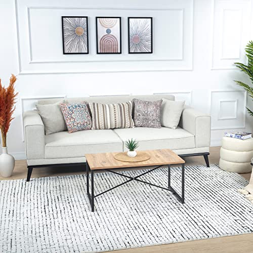Surya Zadar Wohnzimmer Teppich modern – Abstrakt Design in Marmor Optik für Wohnzimmer 200x275 cm, Esszimmer, Schlafzimmer - Marmor Teppich groß, weicher Teppich Kurzflor in Schwarz und Creme