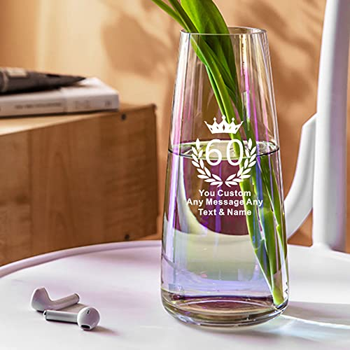 Personalised Vase for Flower Engraved Vase Flowers Vases Glass Vases Gifts for Grandma Women Custom Gift for 60th 70th 80th Birthday Wedding Anniversary Christmas(Design 4)