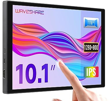 Waveshare 10.1inch Capacitive Touch Display,Compatible with Raspberry Pi,Wide Color Gamut,1280×800,HDMI/Type-C Interface,with Audio,Computer Dual Screen for Collaborative Processing