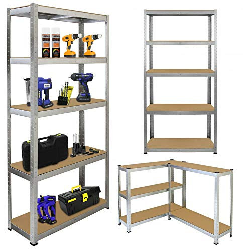 BRIEFNESS Étagère de rangement en métal - 5 étages - Pour garage, abri de jardin, serre, atelier - Capacité de charge : 875 kg - Galvanisé