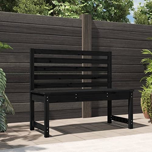 Higsose Gartenbank Schwarz 109 cm Gartenmöbel Holz Gartenbank Holz Garten Holzbank Gartenmöbel Set Gartenstuhl Holz Balkonmöbel Holz Balcony Furniture Massivholz Kiefer