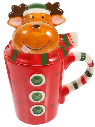 BESTonZON Natale Tazza Di Ceramica Ufficio Decore Decorazioni In Ceramica Tazze Di Caffè In Porcellana Tazza Di Latte Tazza Di Caffè Di Natale Con Coperchio Latte Tazza Di Tè Ceramica Casa