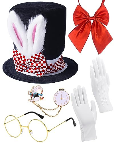 Donetuer Osterhase Hut Magischer Zylinder für Halloween Ostern Cosplay Magier Prop Kostüm Zubehör, Set-B, Large