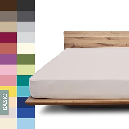 JONA SLEEP® Basic Spannbettlaken (90-100 x 200-220 cm) Zuverlässiges Spannbetttuch - 190 g/m² - hält über 100 Wäschen Stand | Öko-Tex 100 Standard (Kiesel)