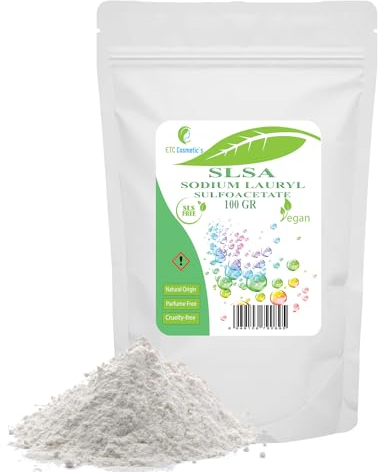 SLSA Tensid, 100gr | Natriumlaurylsulfoacetat | Seifenschaum-Badekugeln, Seifenblasen | Parfümfreies Tensid natürlichen Ursprungs