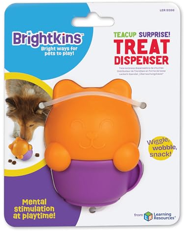 Brightkins Teacup Kitten Treat Dispenser, Treat Dispensing Dog Toy, Interactive Dog Toys for Boredom, Stimulation Brain Game, Dog Presents, Birthday Dog Toy