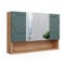 Vicco Badspiegelschrank Irma, Badezimmerspiegel, Goldkraft Eiche/Grün, 80.1 x 55 cm