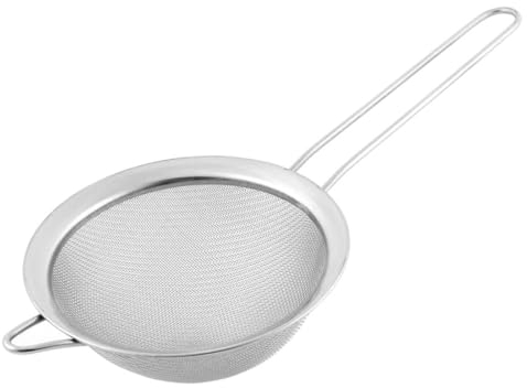 Tea Strainer Stainless Steel Fine Mesh Sieve Non-Slip Handle Kitchen Craft Strainers Metal Sieve with Handle Tea Infuser Flour Sieve Tea Filter for Loose Tea Cocktail Juice Flour Spices (Pack of 1)