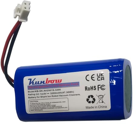 Kunbow 3200mAh Ersatzakku für Shark ION Robot RV700_N,RV720_N,RV725_N,RV750_N,RV765,RV771,RV772, RV1001AE, akku für Shark AI Robot PRO RV2001WD,AV2501AE,AV2501S, Ersatz für Shark Akku RVBAT850.