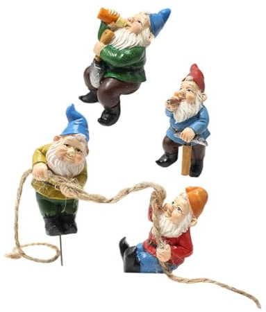 INOOMP 4pcs Garden Gnome Resin Ornament Gnome Statue Decor Home Scene Decor Garden Supplies for Decoration