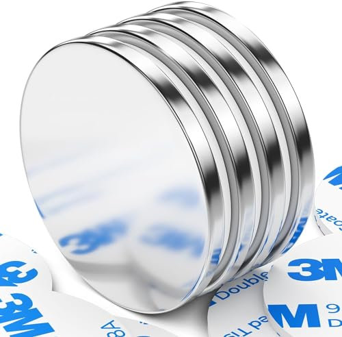 FINDMAG 4 Stück 25 x 2 mm Starke Magnet, Scheibenmagnete, Kühlschrankmagnete, Magneten, Neodym Magnets, Magnete für Magnettafel, selbstklebende magnete, WhiteboardMagnete mit doppelseitigem Klebstoff