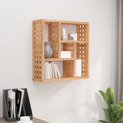CIADAZ Wandregal 49x15x49 cm Massivholz Nussbaum, Schweberegal, Regal Wand, Bücherregal, Hängeregal, Regalbrett, Küchenregal, kidzimmer Regal, Wandboard
