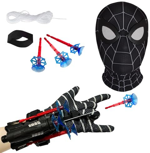 TKGEOUE Spid-er Spielzeug ab 3-10 Jahre, Spid-er Netzwerfer Handschuhe, Kinderspielzeug mit Maske, Launcher, Saugnäpfen und Handschuhe, Outdoor Indoor Spielzeug Geschenk Junge