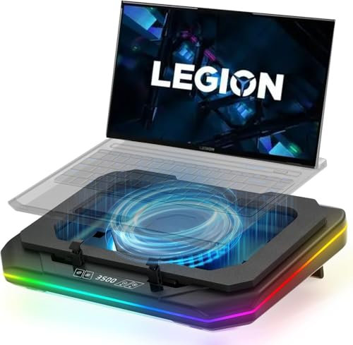 Rapid Laptop Cooling Pad per Lenovo Legion 16-18 pollici Gaming Laptop, Potente Turbofan (3500 RPM) Cooler Stand, con velocità infinitamente variabile, controllo touch, schermo LCD, 6 modalità di luce