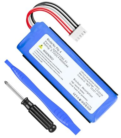 Batteria di ricambio 4000 mAh per JBL Flip 4, Flip 4 Special Edition, Flip4, GSP872693 01, 3,7 V, con strumento di installazione