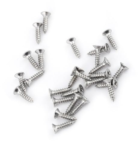 Selbstschneidende Schrauben, Flacher Flachkopf, Kreuzschlitz-Holzschrauben-Sortiment, Schrauben, Scharfe Gewinde für Holzmöbel (Selbstschneidende Flachkopfschrauben)