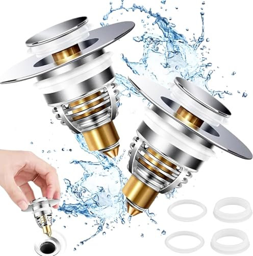 MASLIKE 2 Pezzi Tappo Lavandino Bagno Con Filtro, Tappo Lavandino Cucina Universale Tappo Bidet, Tappi Lavandino Bagno, Tappo Vasca Da Bagno, Tappo Lavandino Bagno
