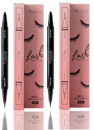 By Caitlyn Collection Lash Glue Eyeliner Pen - A 2-In-1 Eyelash Adhesive & Liquid Eyeliner Glue Pen In Brown Or Black Shades. Strong Hold & Long Lasting.