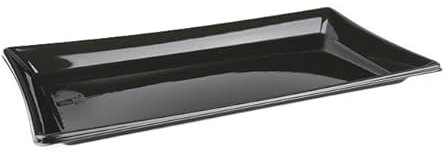 Monouso | 50 Bandejas Rectangulares de Plástico, 12x22cm, Color Negro, Bandejas Reutilizables, Platos para Aperitivos, Catering o Eventos, Restaurante y Hostelería