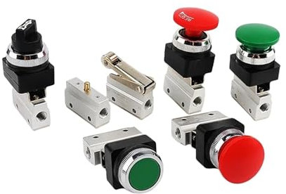 Generic 1pcs Botón pulsador válvula mecánica neumática MOV-01 MOV-02 MOV-03 03A válvula Manual interruptor de aire válvula de Control pulsador momentáneo(MOV-03A GREEN)