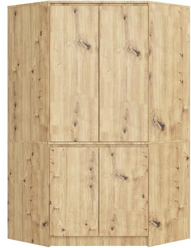 AKORD Eckkleiderschrank Artisan Eiche 100 cm 4 Türen 6 Regalböden B100xH50xT180 cm