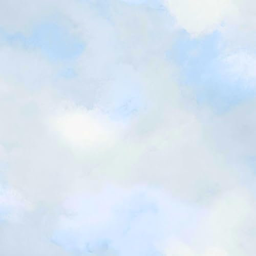 YöL Fluffy Clouds Wallpaper - Cream Pale Pastel Blue - Bedroom Nursery - Delicate Washable - Paste The Wall