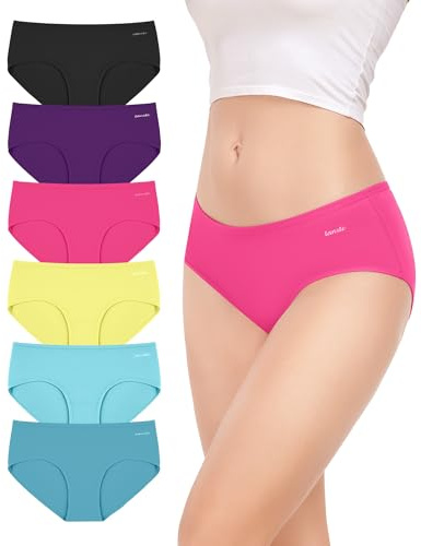 TANSTC Damen Unterhosen Baumwolle 6er-Pack Hipster Slips | Niedrige Taille & Stretch, Atmungsaktiv