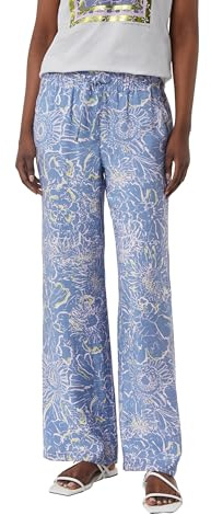 Comma Leichte Hose aus Viskosemix mit All-Over-Print und Elastikbund