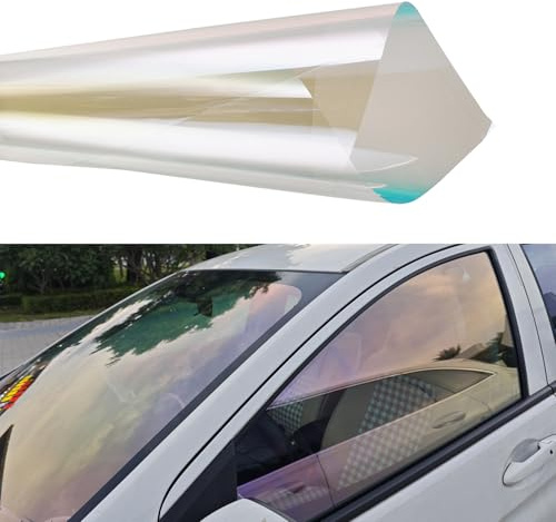 Alvorox 84% VLT Car Tinted Window Film, Chameleon Side Window Film, Nano Ceramic Solar Protection Film, Clear to Violet Orange Color Change Car Tint (50X300CM 19.7X118)