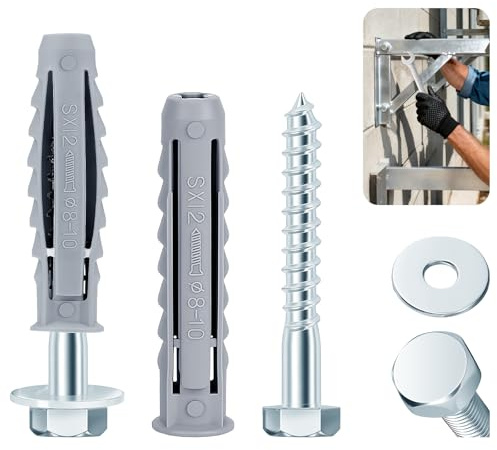 ddckj 10 Pcs Heavy Duty Wall Fixings M8X50 Wall Plugs for TV Bracket with Expansion Plugs and Washers for Television, Ceiling Mounts, Water Heaters and Cabinet Installations.