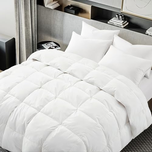 ALPSWAN White Goose Feather Down Comforter Queen Size, Duvet Insert