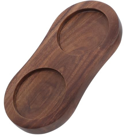 Uonlytech Wood Pepper Grinder Stand Elegant Wooden Salt and Pepper Mills Tray with Non-Slip Base and Stable Support for Kitchen and Dining Table Accessories