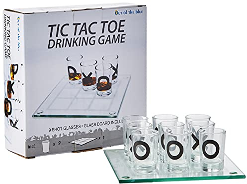 Out of the blue 79/3967 - Glas Trinkspiel, Tic Tac Toe, mit 9 Gläsern, Spielfeld ca. 13 x 13 cm (Packung mit 6)