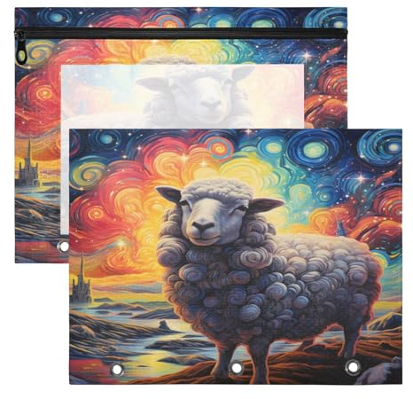 KüNstlerische Kunst Schaf Transparente FedermäPpchen füR 3 Ring Ordner(2 Pack)