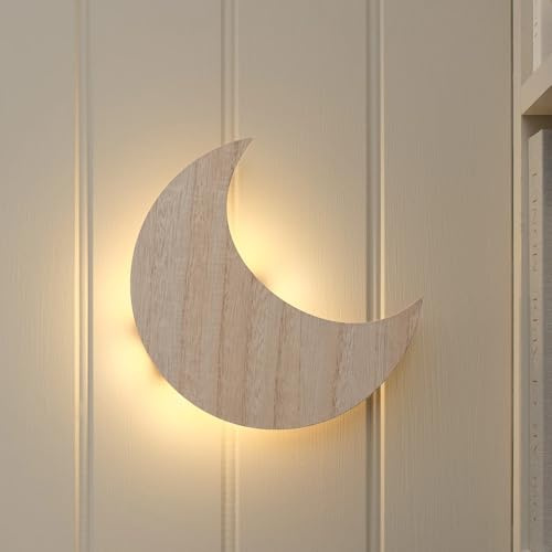 Lights4fun Mond Wandlampe | warmweiße LEDs | Batteriebetrieben | für Kinderzimmer Schlafzimmer Wandlampe Wandleuchte | Deko Wanddeko Nachtlampe Nachtlicht | 20 x 3 x 20 cm