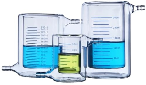 Equipo de laboratorio fotocatalítico, vaso de precipitados con camisa de vidrio resistente al calor de doble capa gruesa con camisa de laboratorio(2000ml)