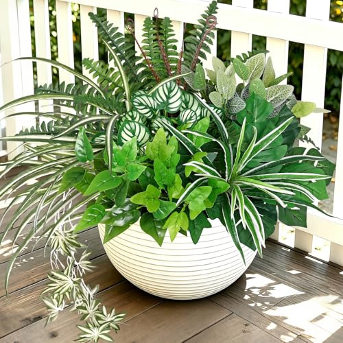 Künstliche Pflanzen Outdoor 8 Stück Fern Kunstpflanze Outdoor Wetterfest | Kunstpflanzen Außenbereich, Künstliche Balkonpflanzen, UV Beständig Grüne Blätter für Balkon Garten Haustür Deko