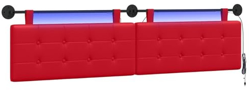vidaXL Hängendes Kopfteil Mit LED Licht Rot Kunstleder, Elegantes, modernes Kopfteil, stylische Wandmontage, Flexibles Design, platzsparend, gemütliche Rückenlehne