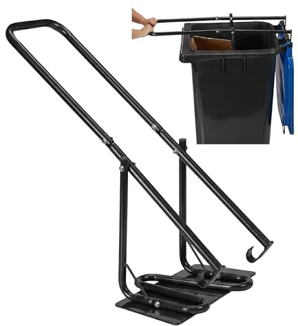 Relaxdays Müllpresse für Mülltonne, Müllverdichter Metallplatte, schwarz | Hausmüll, Restmüll, Plastik, manuell, Stahl