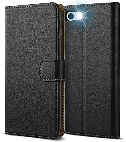 HOOMIL MagFlip Handyhülle für iPhone 8 Hülle, iPhone 7 Hülle, iPhone SE 2022 Hülle und iPhone SE 2020 Hülle, Premium Leder Tasche Klappbar Case Schutzhülle - Schwarz