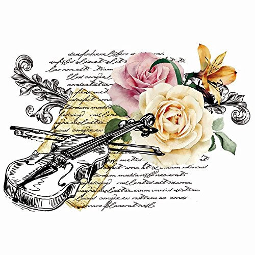 Ideen mit Herz Color Bügeltransfer, DIN A4, ohne Hintergund | Textilien wie T-Shirts & Taschen mit Bügelmotiven verzieren | Bilder einfach aufbügeln | Nostalgie Serie | DIY Textildesign (Violine)