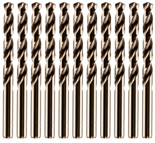 Rennie Tools - Box of 10 x 11mm HSS Gold Cobalt Jobber Drill Bit Set For Stainless Steel, Hard Metals, Aluminium, Cast Iron, Copper. Twist Drill Bit Sets Supplied In A Box. 11mm Drill Bit Set