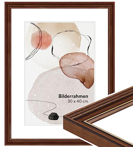 WANDStyle Bilderrahmen 20x28 Vintage, Bilderrahmen Braun Holz, hochwertiger Holzbilderrahmen Antik, Posterrahmen zum Aufhängen, Rahmen 28x20 cm, Fotorahmen H182 - Made in Germany