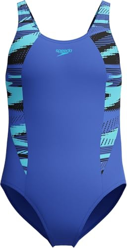 Speedo Mädchen Hyperboom Splice Muscleback-Badeanzug | Schwimmtraining | Chlorbeständig | Schnell trocknend | Stretchmaterial | Bequeme Passform Cobalt Pop 9-10