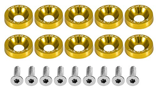 Stoßstangen Schnellspanner Auto Stoßstange Unterlegscheibe Schrauben Kit Senkkopfscheibe Auto Modifikation M6 Dichtung Bolzen Kennzeichen Rahmen Dekorations Schraube (golden)