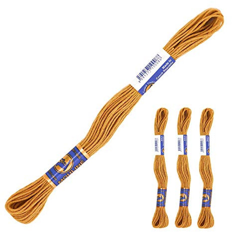 3 Docken Stickgarn je ca. 8m / Sticktwist 100% Baumwolle Stickerei verschiedene Farbwahl, Farbe :7142 goldbraun