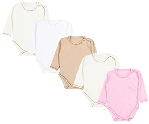 TupTam Wickelbody Langarm Baby Body – Unisex Body Baby im 5er Set aus Baumwolle, Farbe: Mädchen 2, Größe: 56
