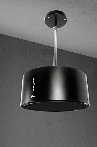 Gurari Cappa ad Isola GCH I 237 50 BL, Cofano ad Isola a Ricircolo, 50cm, Cofano a Soffitto, 860m³/h, Nero, 3 Livelli, Illuminazione LED, Timer, Filtro Carbone Incluso